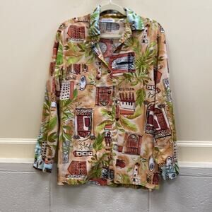 Liz and Jane vintage  Rivera Cafe print button down top